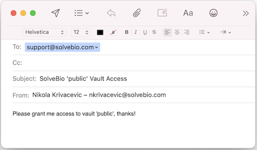 Vault access email